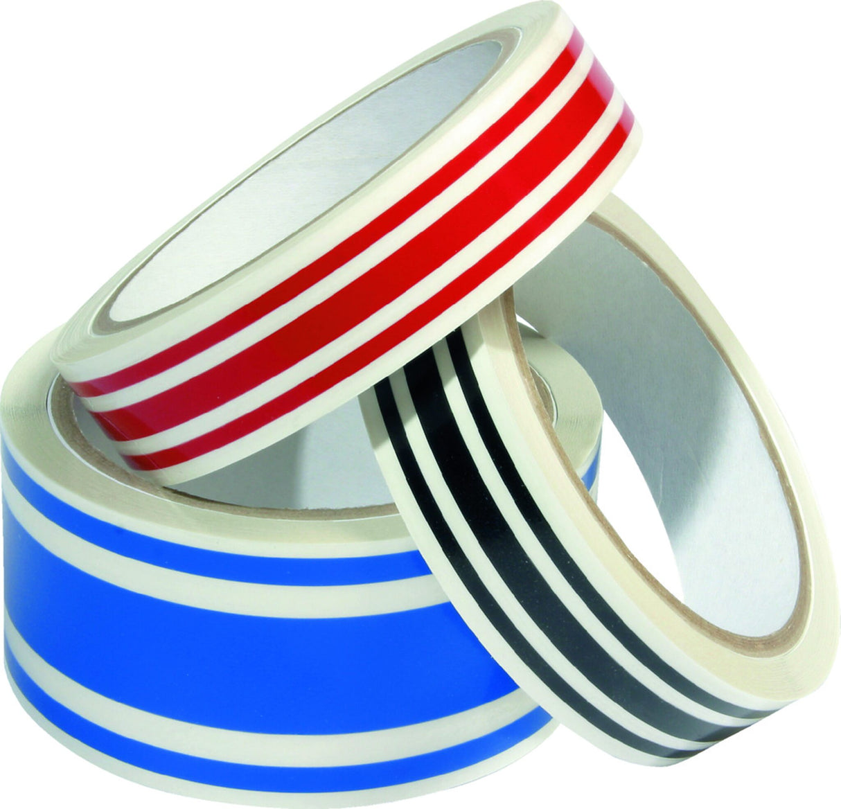PSP Marine Tapes Zierband, selbstklebendes Dekoband, 10 m Rolle - 19 und 44 mm, schwarz, rot, blau
