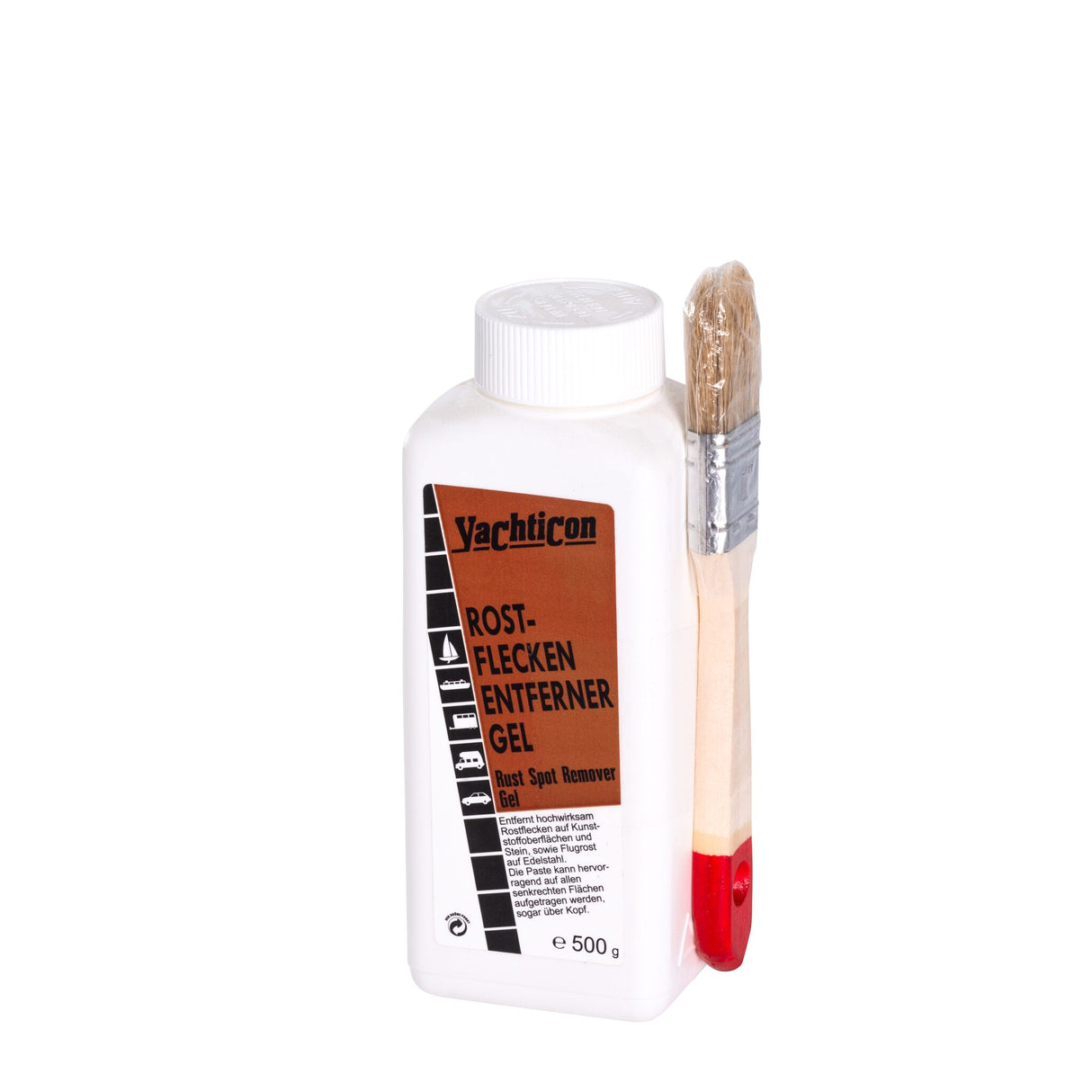 Yachticon rust stain remover gel, highly effective, stain remover for plastic and stainless steel, optimal application on vertical surfaces