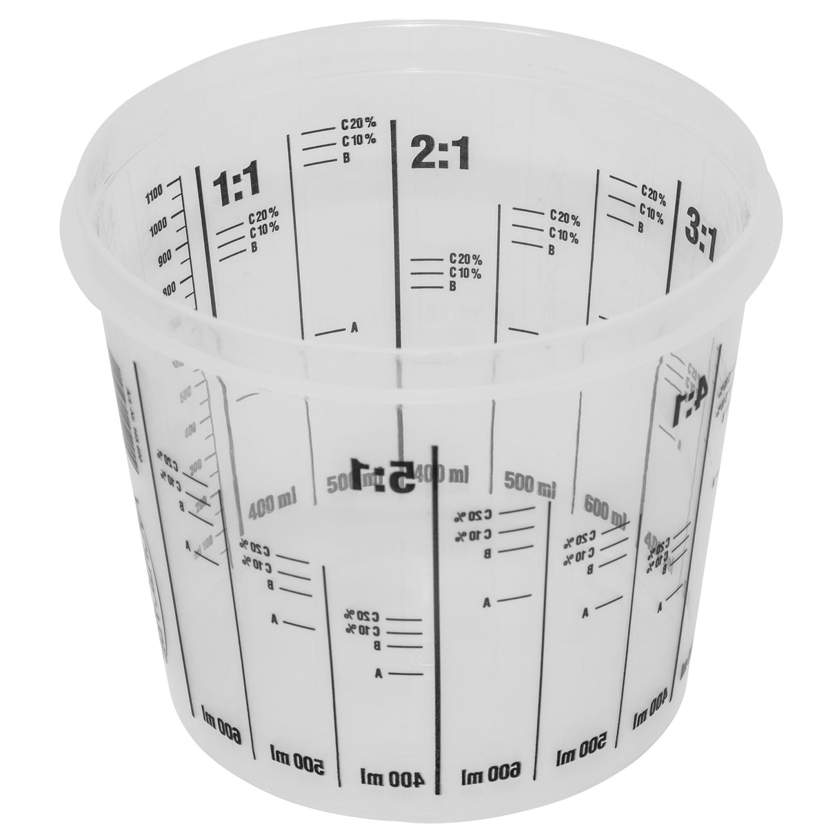 Yachtcare Einweg-Mischbecher, transparent, lösemittelbeständig, ideal für Mehrkomponentenlacke und Harzmischungen - 750 - 1400 ml