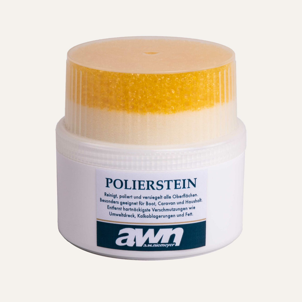 Polierstein Reinigungs- & Poliermittel universell, biologische Polierpaste, 100 % biologisch abbaubar, 500 g mit Schwamm