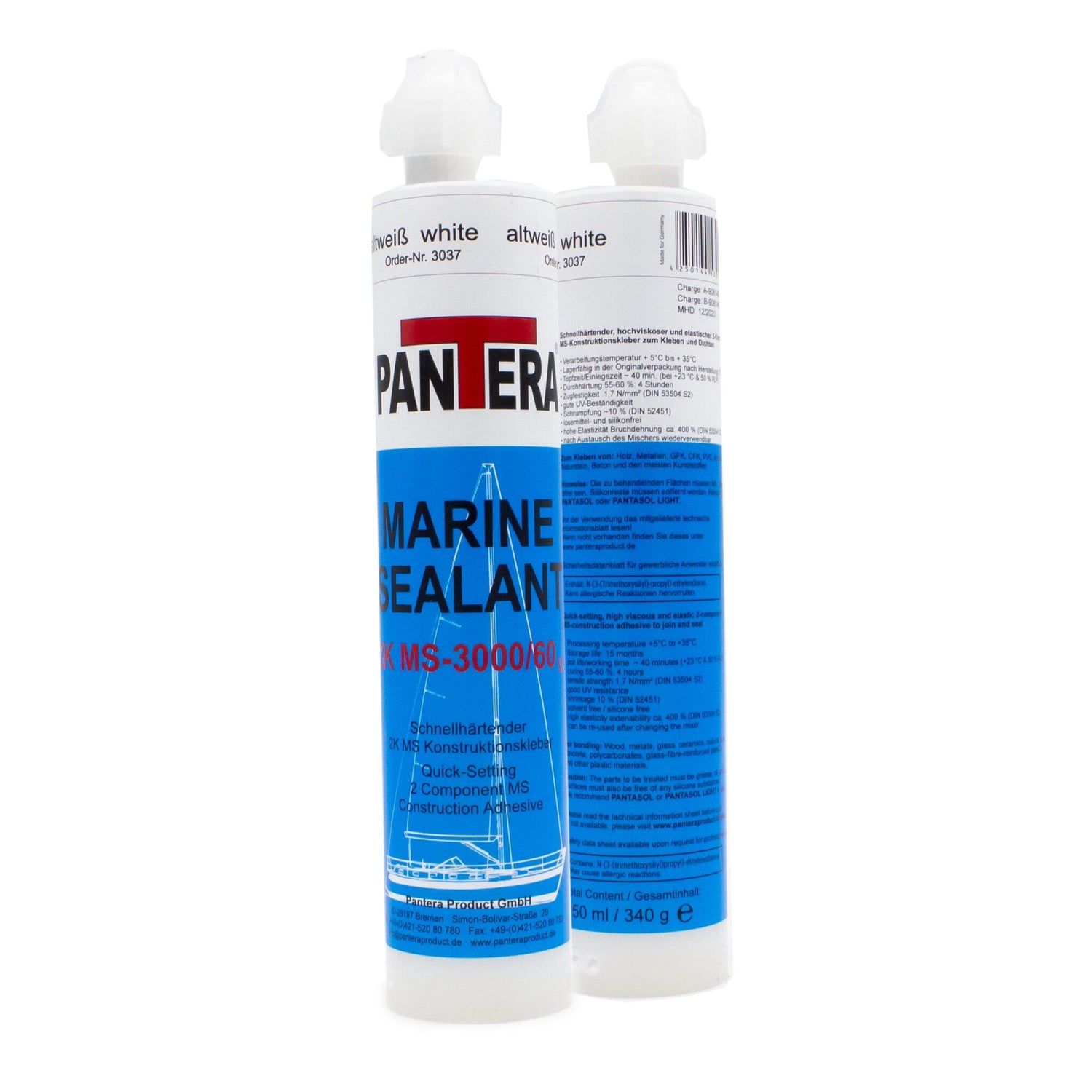 Pantera Konstruktionskleber Marine Sealant MS-3000/60 V3, 2K, Hohe Zugscherfestigkeit, Ideal für Bootsanwendungen - weiß oder schwarz