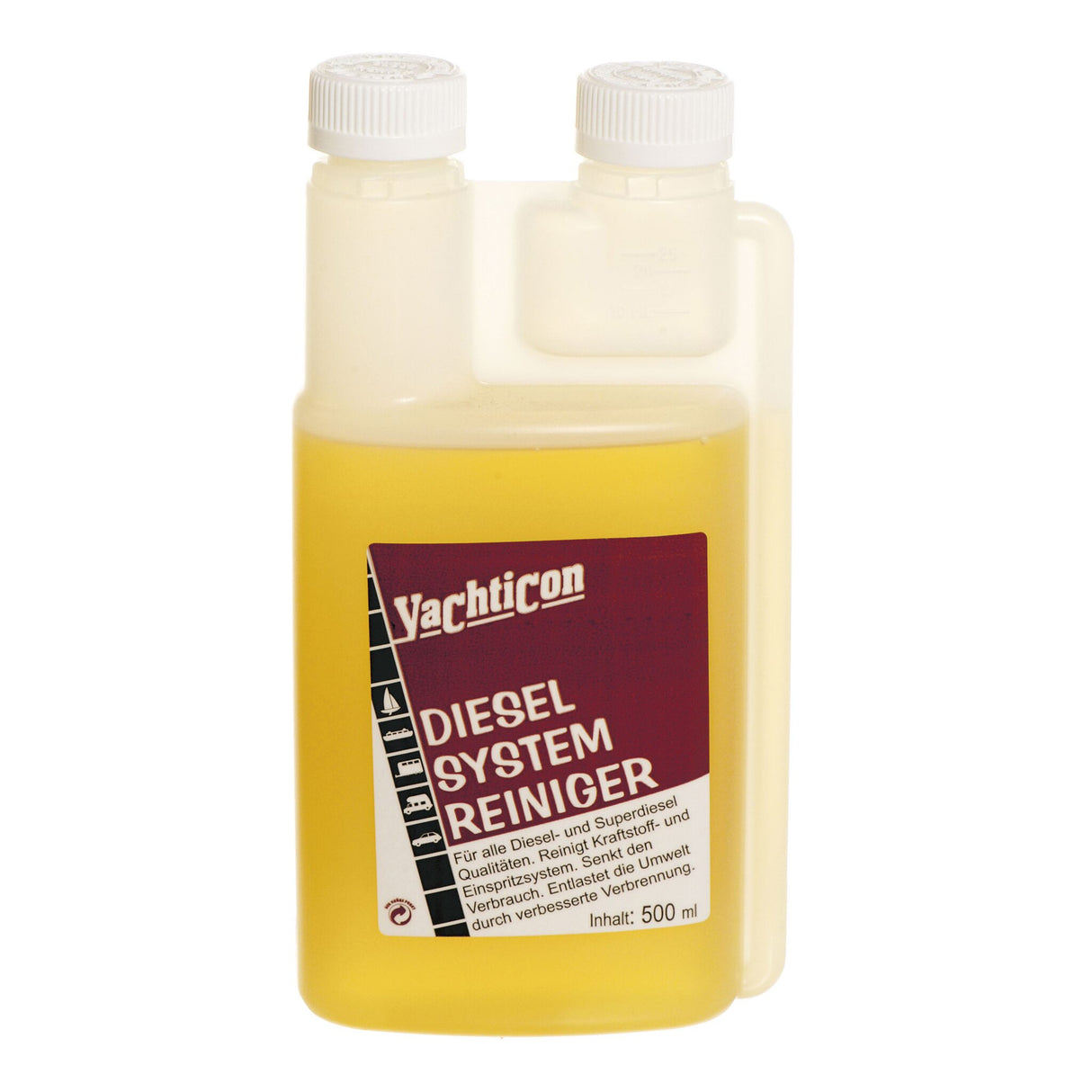Yachticon Diesel- und Benzinsystem-Reiniger 500 ml, Kraftstoffsystem-Reiniger, verbessert Kraftstoffeffizienz und schützt vor Ablagerungen - Diesel- oder Ottomotoren