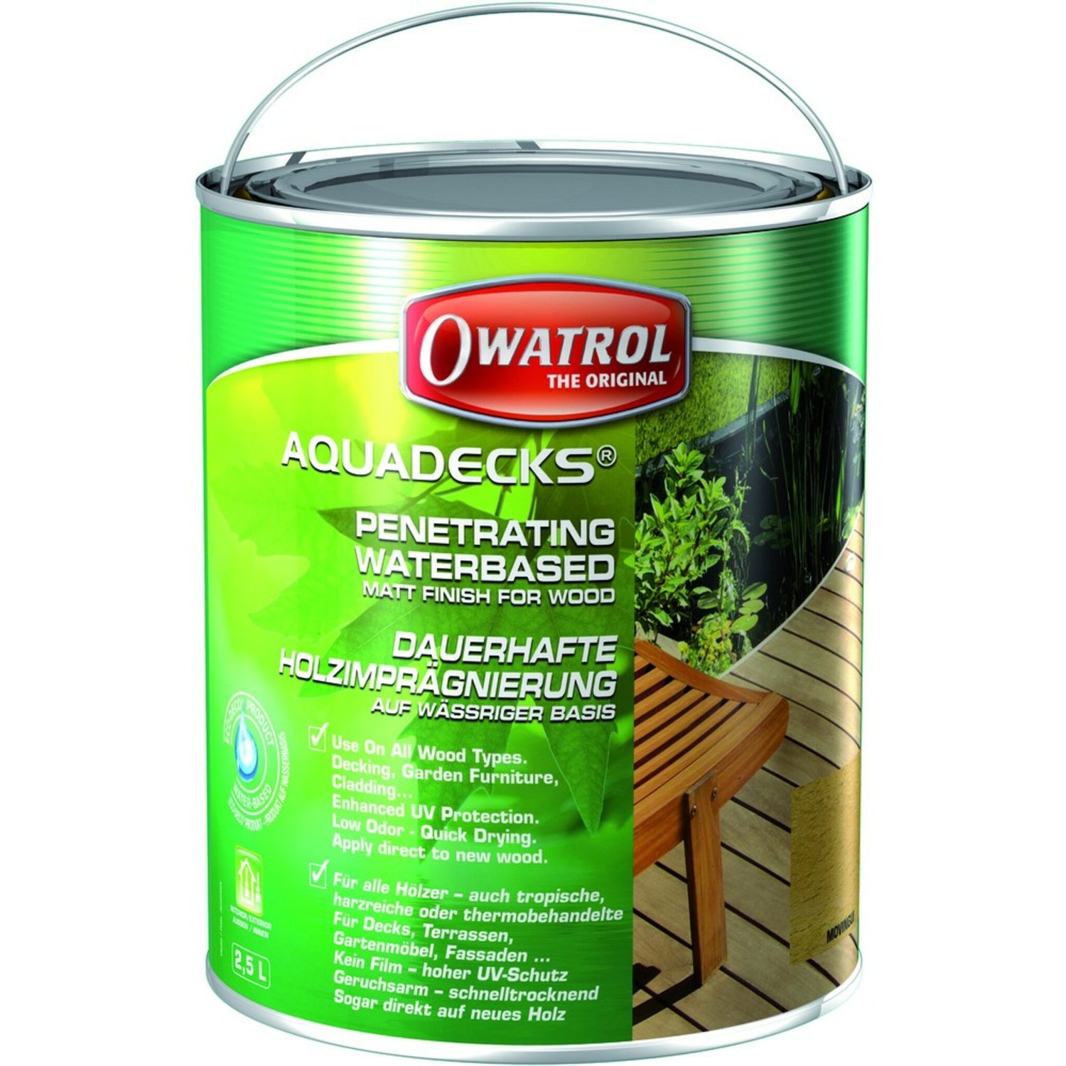 OWATROL AQUADECKS Wood Preservative Impregnation, Water-Based, Long-Lasting Protection - Honey or Teak
