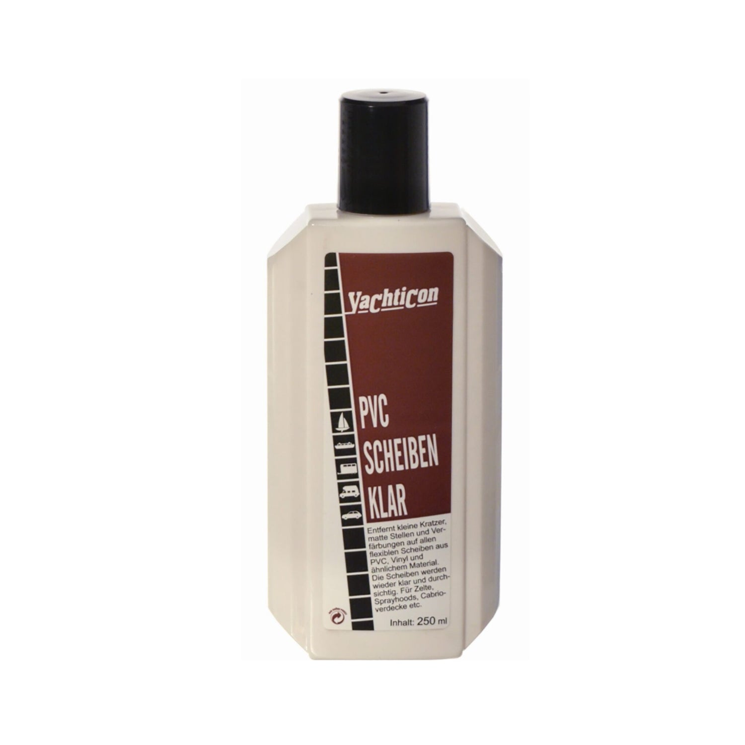Yachticon PVC Scheibenreiniger matte Stellen, Kunstoffreiniger, entfernt Verfärbungen und Kratzer 250 ml