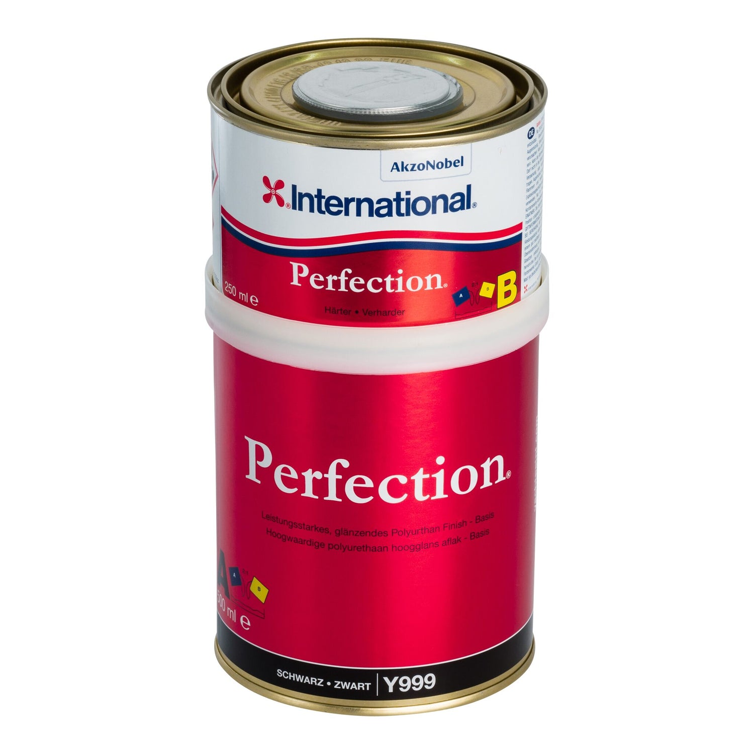International Perfection Bootslack Hochglanz, Zwei-Komponenten-Lack, UV-beständig und chemikalienresistent - 750 ml oder 2.5 l, jade mist green, royal blue, snow white 001, flag blue, off white, mauritius blue 018, rochelle red 011, platinu