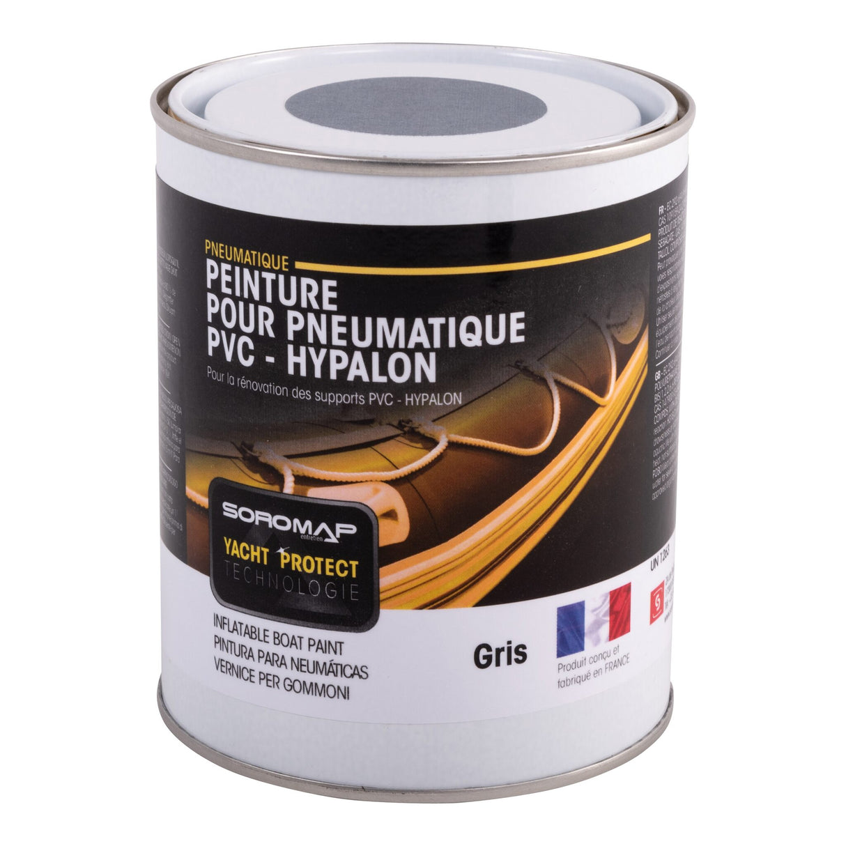 SOROMAP Schlauchbootfarbe einkomponentige Elastomer-Farbe, Gummifarbe zur Auffrischung von Neopren, PVC und Hypalon - grau, weiß, rot, schwarz