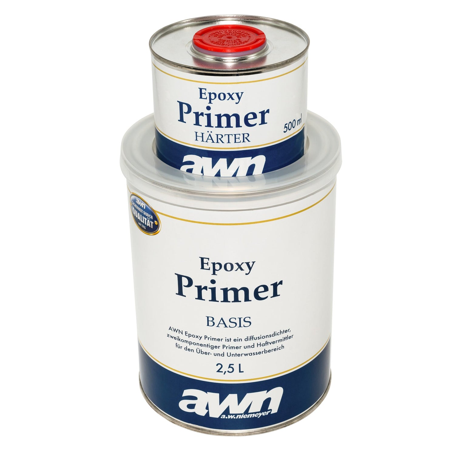 awn 2-K Epoxy Primer – Diffusionsdichte Grundierung für optimalen Schutz und Haftung, ideal für GFK, Stahl, Aluminium & Sperrholz - 750 ml - 3 l