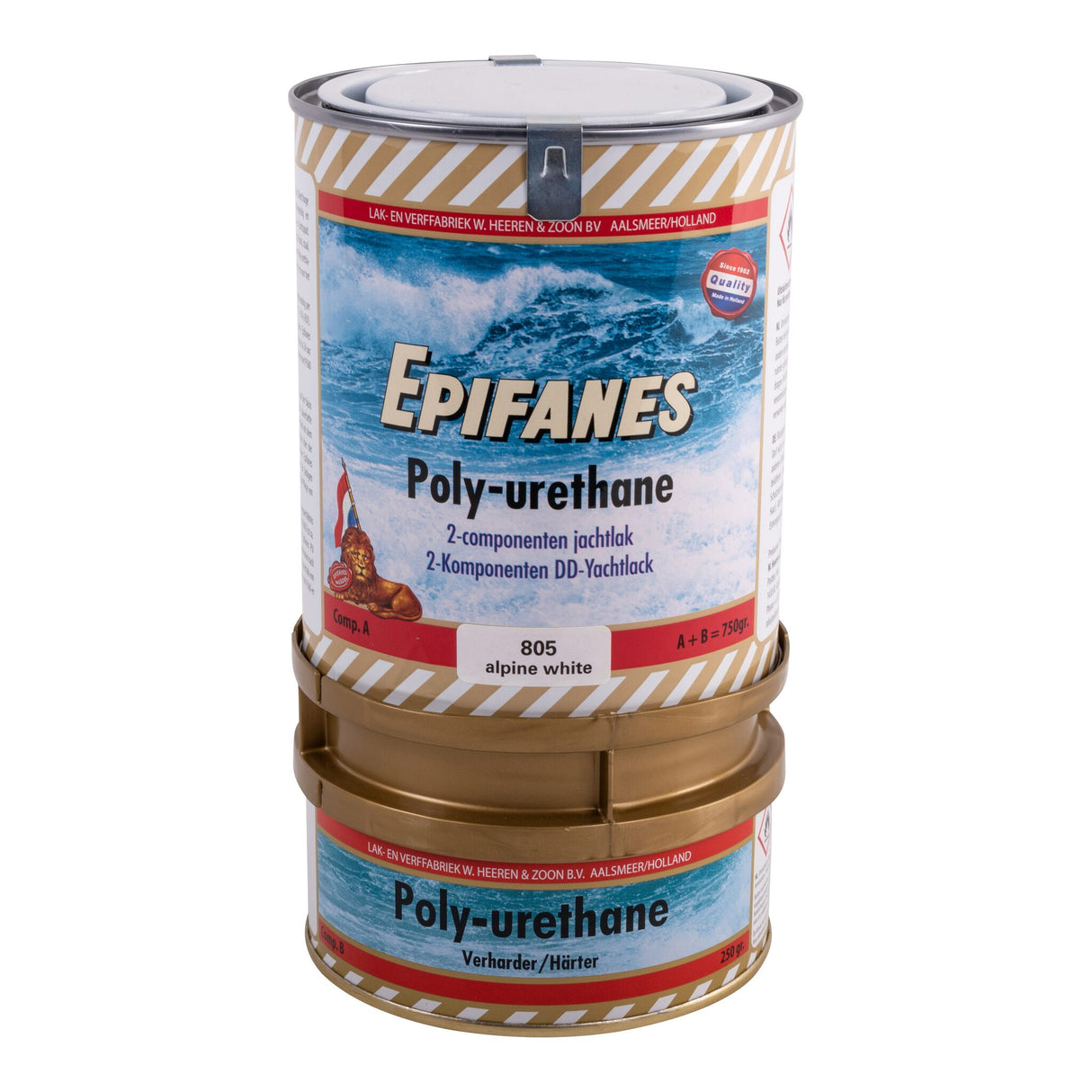EPIFANES Poly-urethane DD Yachtlack 2-Komponenten-Bootslack, schlagfest und beständig gegen Verwitterung und Chemikalien - alpinweiß, rot-orange, blau, schwarz, steingrau, karat mahagoni, mittelblau, dunkelgrau, beigegrau, hellgrau, beige,