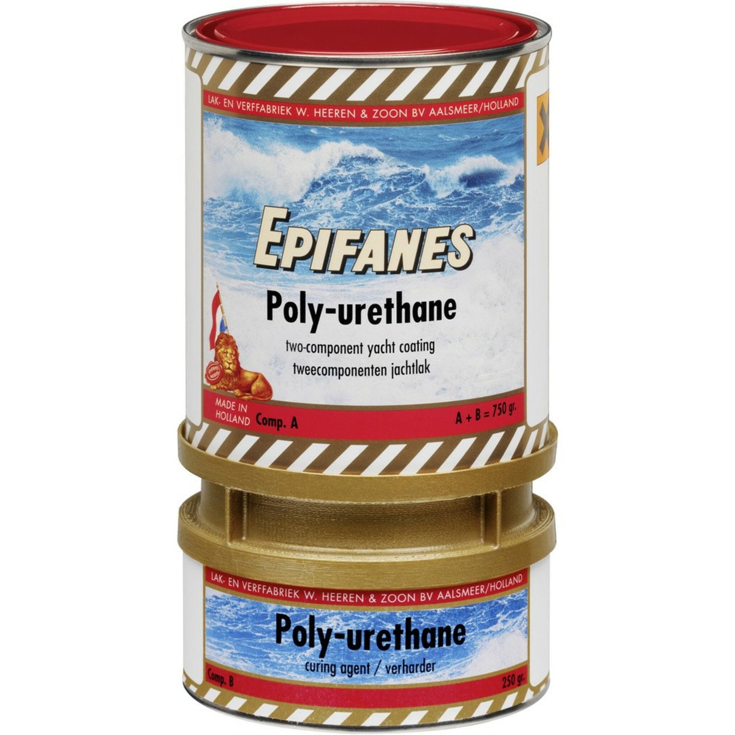EPIFANES Poly-urethane DD Yachtlack 2-Komponenten-Bootslack, schlagfest und beständig gegen Verwitterung und Chemikalien - alpinweiß, rot-orange, blau, schwarz, steingrau, karat mahagoni, mittelblau, dunkelgrau, beigegrau, hellgrau, beige,