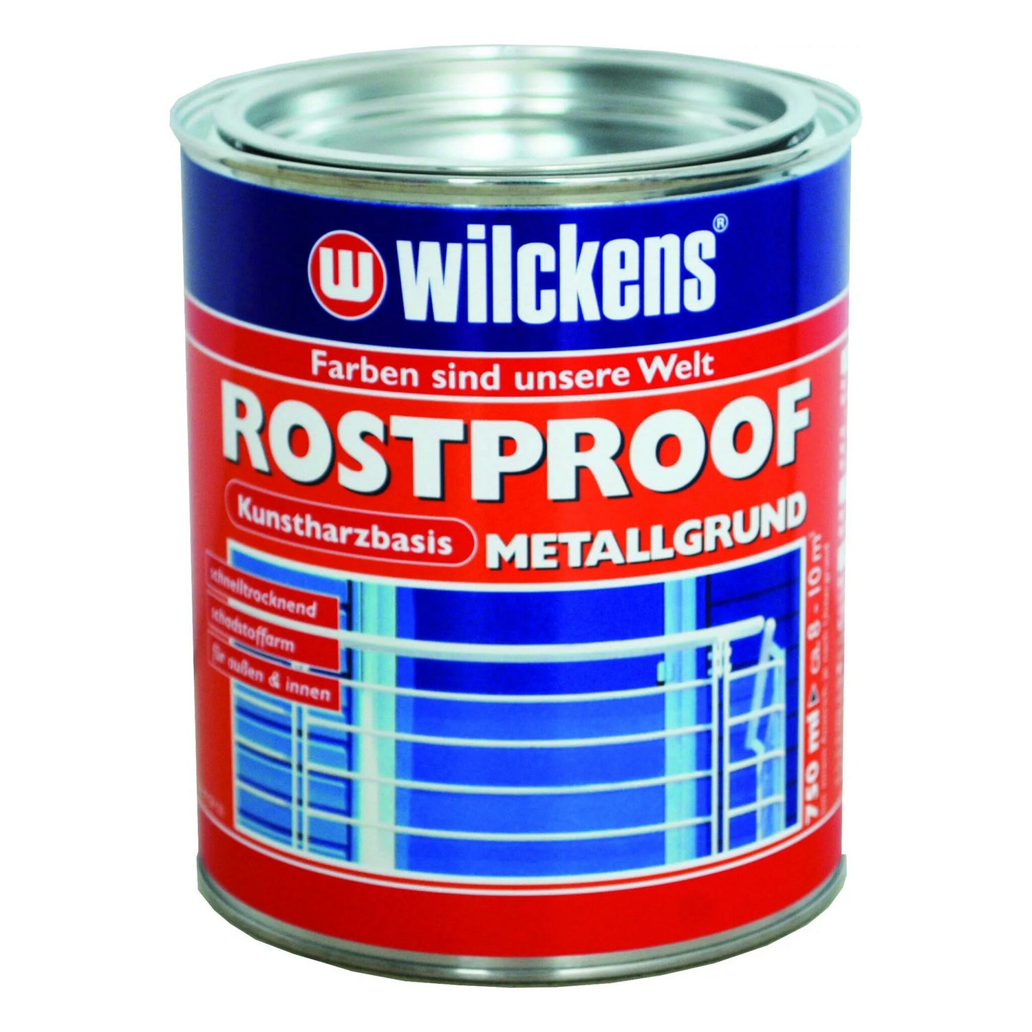 Wilckens Rostproof-Metallgrund schnelltrockend, schadstoffarm, Rostschutz für Eisen- und Stahluntergründe - 750 ml - 2.5 l