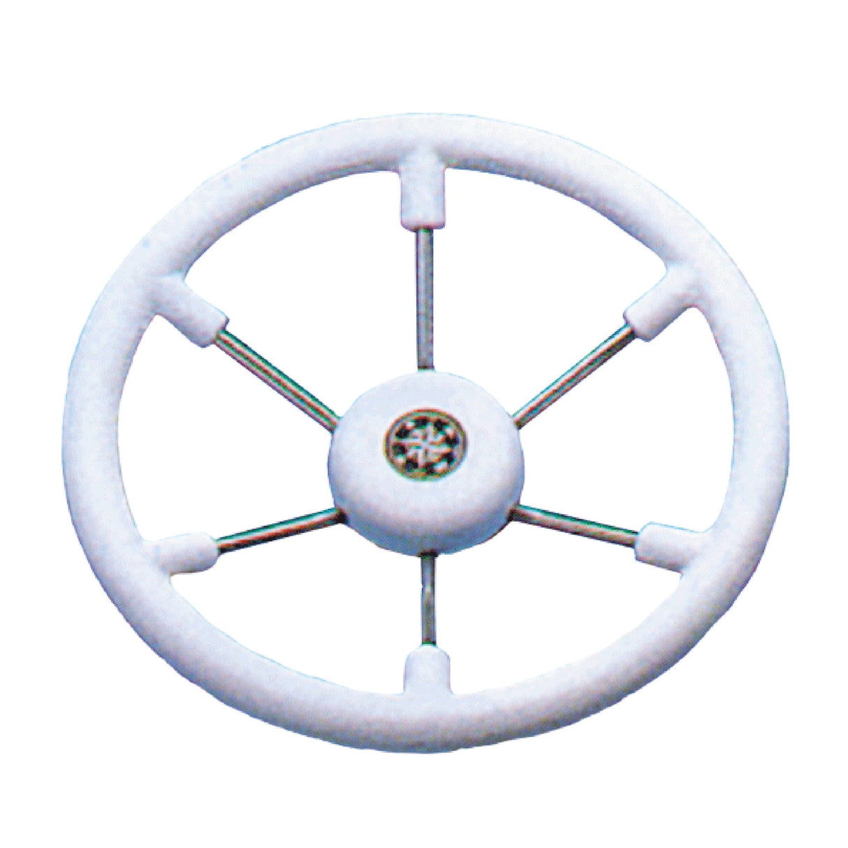 Steuerrad 6-Speichen-Edelstahl, Lenkrad rostfrei Polyurethan-Polsterung 370 mm