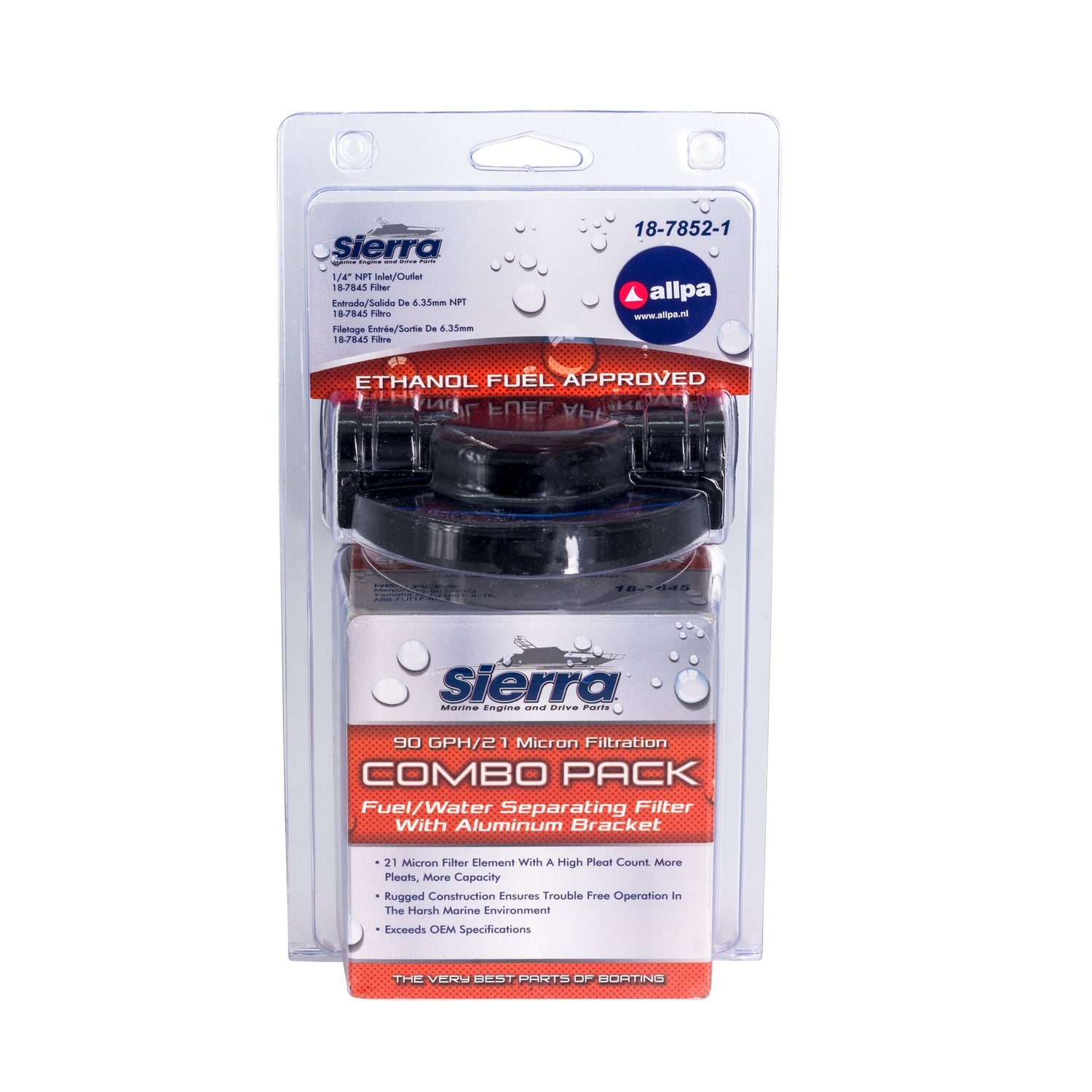 Sierra Benzinfilter mit Wasserabscheider hohe Durchflusskapazität 470 l/h, Kraftstofffilter, 98% Wasserentfernung USP