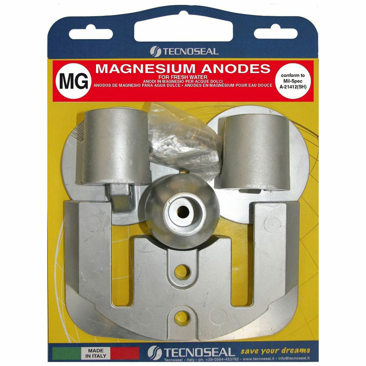 Tecnoseal Anodensatz Magnesium für MerCruiser Bravo 3 2004, Marine Anode, Korrosionsschutz