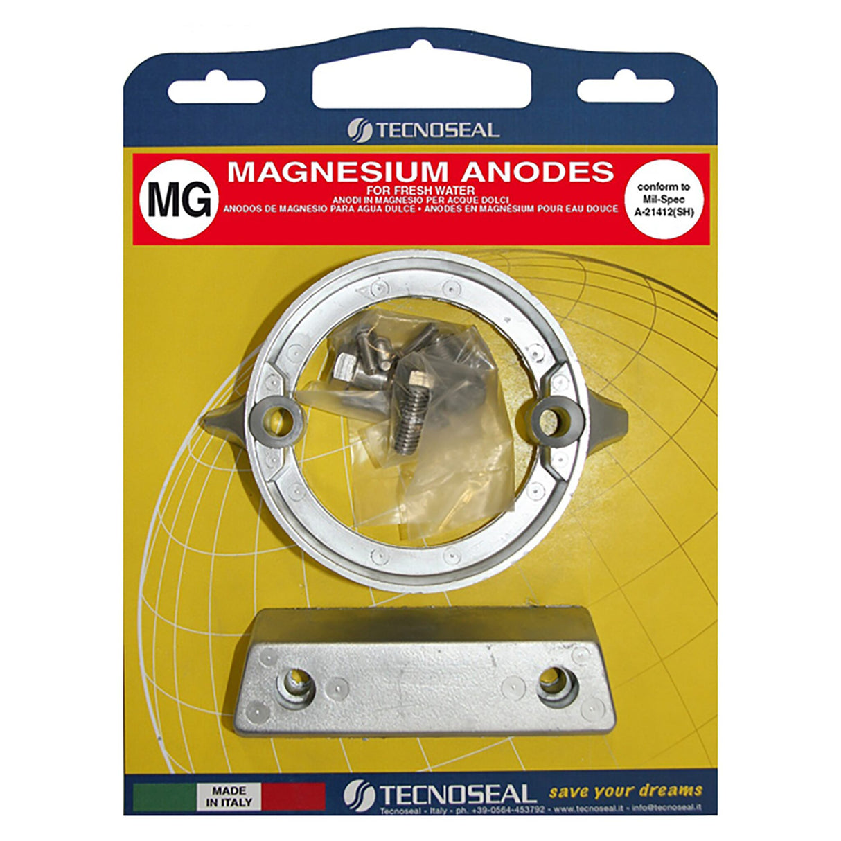 Tecnoseal Anodensatz Magnesium Kit für Volvo Penta 290 DuoProp, Bootsanodensatz, All Inclusive