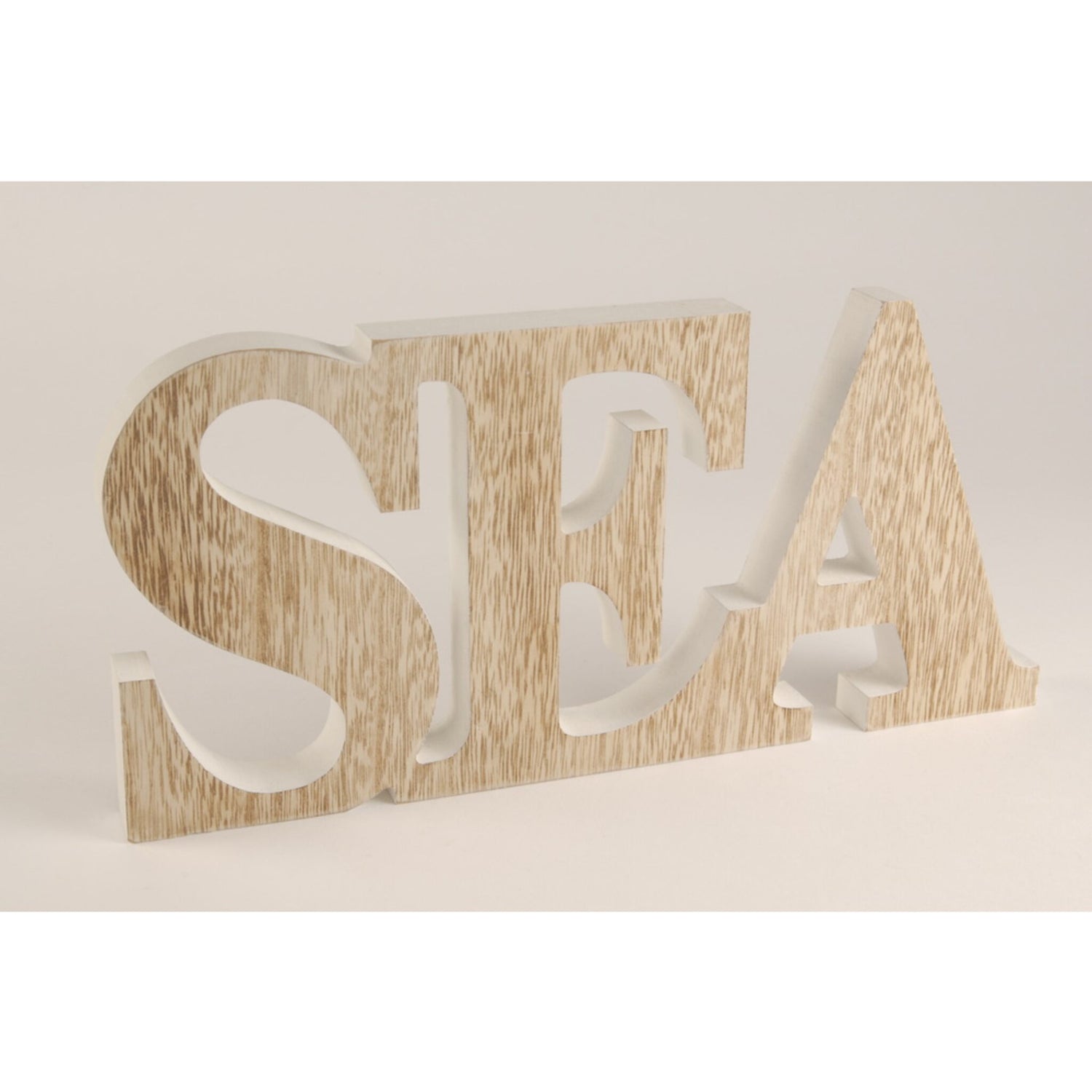 Deko-Schriftzug Holzoptik SEA 30x14 cm, Wanddekoration, Urlaubsfeeling