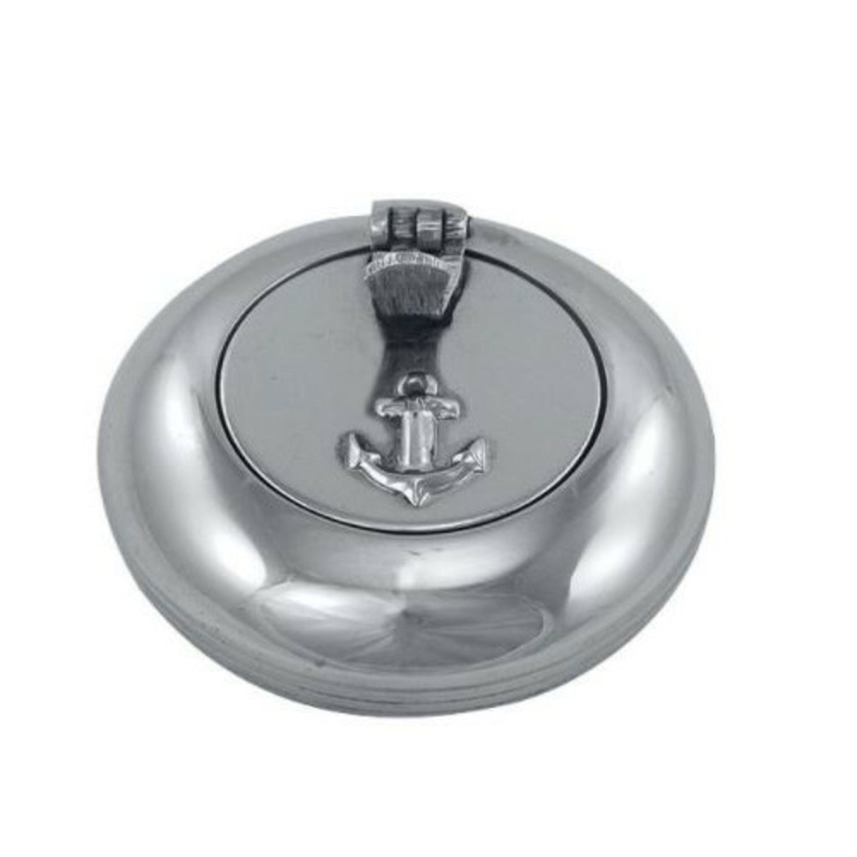 Klappascher Anker-Motiv, Ø 6 cm, praktischer Aschenbecher mit Deckel, sicherer Geruchsverschluss - (Optional mit Messing)