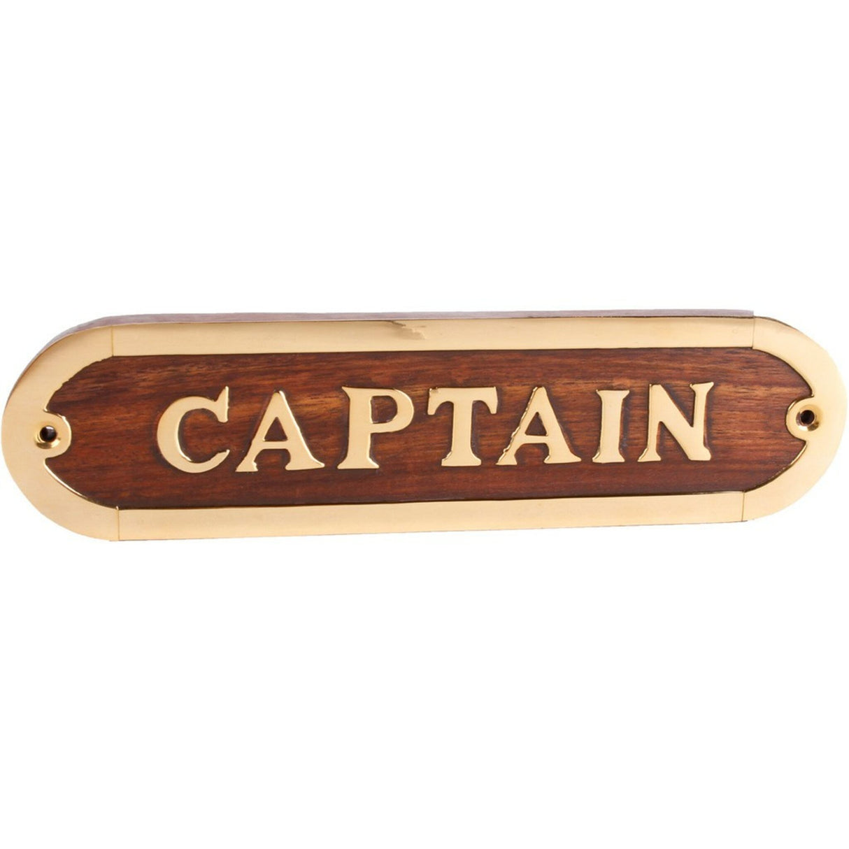 Türschild Hochwertiges Holz-Messing Design, Namensschild, Edler Schriftzug CAPTAIN