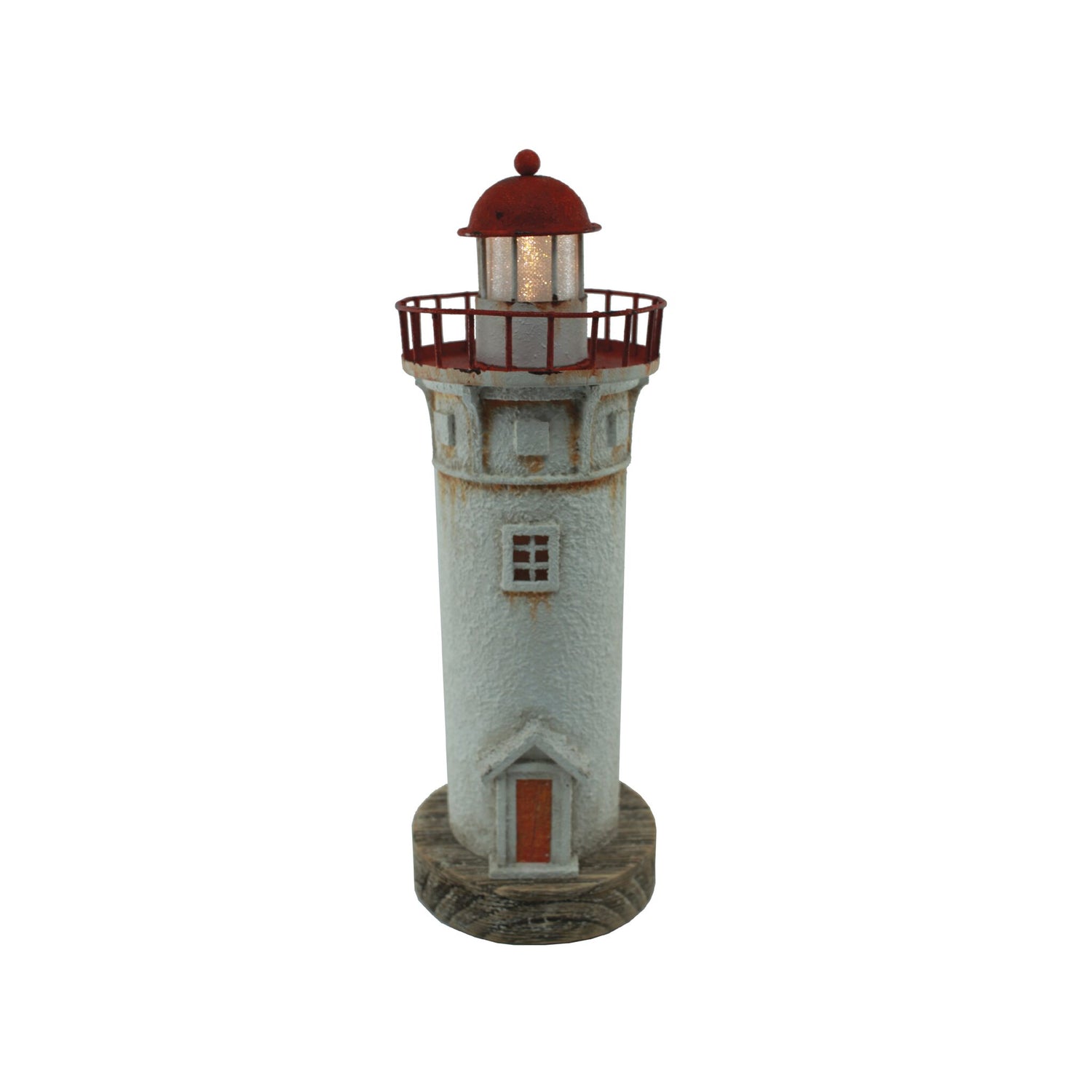 LED Holzleuchtturm Weiß 32x11,5x11,5 cm, Deko-Leuchtturm, Maritimes Flair