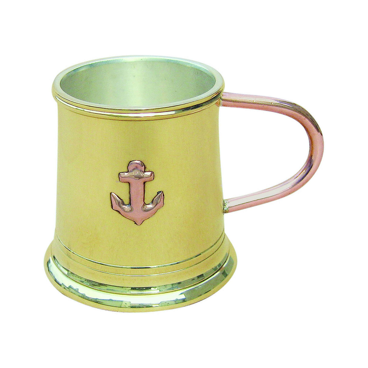 Rumbecher Messing mit Henkel, Versilberter Trinkbecher, Maritim 5x5,5 cm