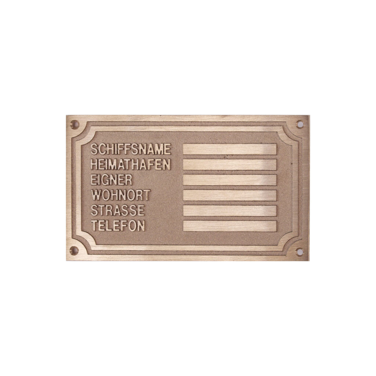 Brass boat sign made of fine brass, individually engravable, boat sign, easy installation with 4 holes