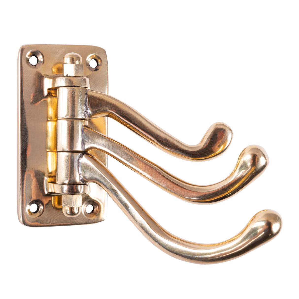 Kleiderhaken schwenkbar aus poliertem Messing oder Chrom, Wandhaken mit klassischem Design - 3-fach oder 4-fach (Optional mit Messing oder Chrom)