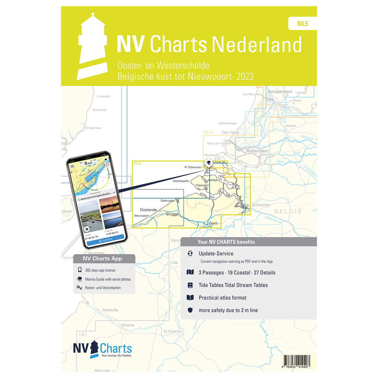 Atlas Seekarten Set Niederlande-Belgien, Meereskarten für Sportboote, inklusive digitale Karten in NV Charts App nutzbar
