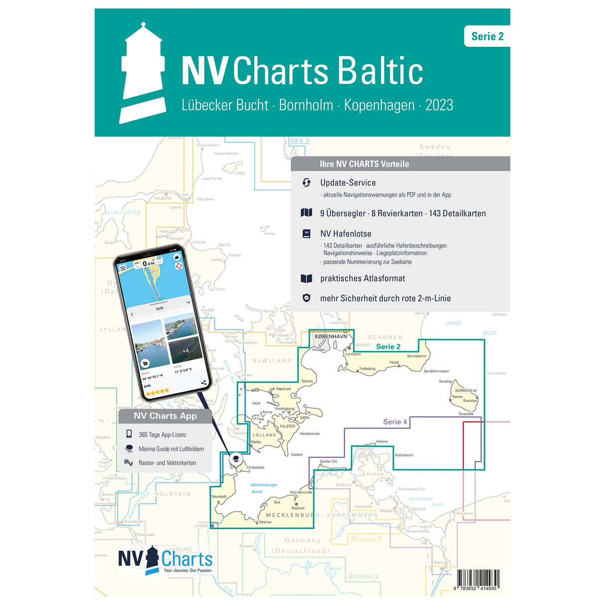 Kombipack Atlas Serie 2 Seekarten Lübecker Bucht Bornholm Kopenhagen, Seekarten-Set, inklusive Hafenpläne und Brückenhöhen