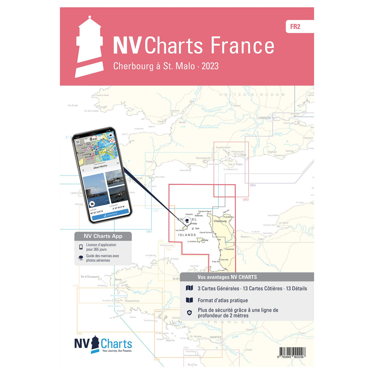 NV Atlas Seekarten Frankreich Cherbourg bis St. Malo mit Îles Anglo-Normandes, Nautischer Kartensatz, inklusive Gezeiten-Daten und Hafenpläne