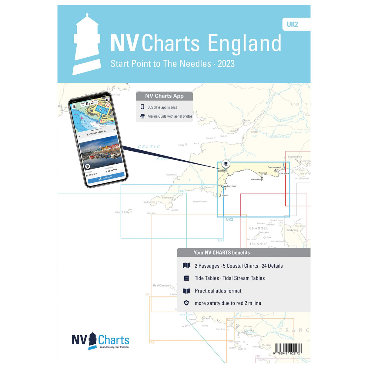 NV Atlas Seekarten England Ärmelkanal Star Point bis The Needles, Kartenmaterial Törnplanung, inklusive Hafenpläne und Gezeitendaten