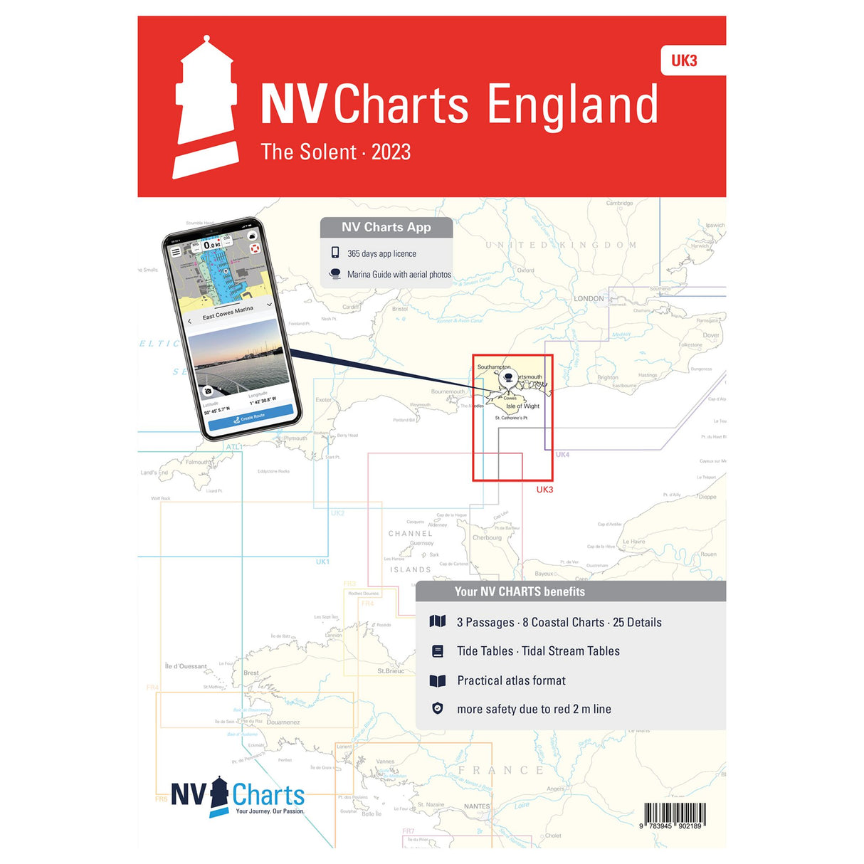 NV Atlas Seekarten England Solent, Nautical Charts, inklusive Hafen- und Gezeiteninformationen