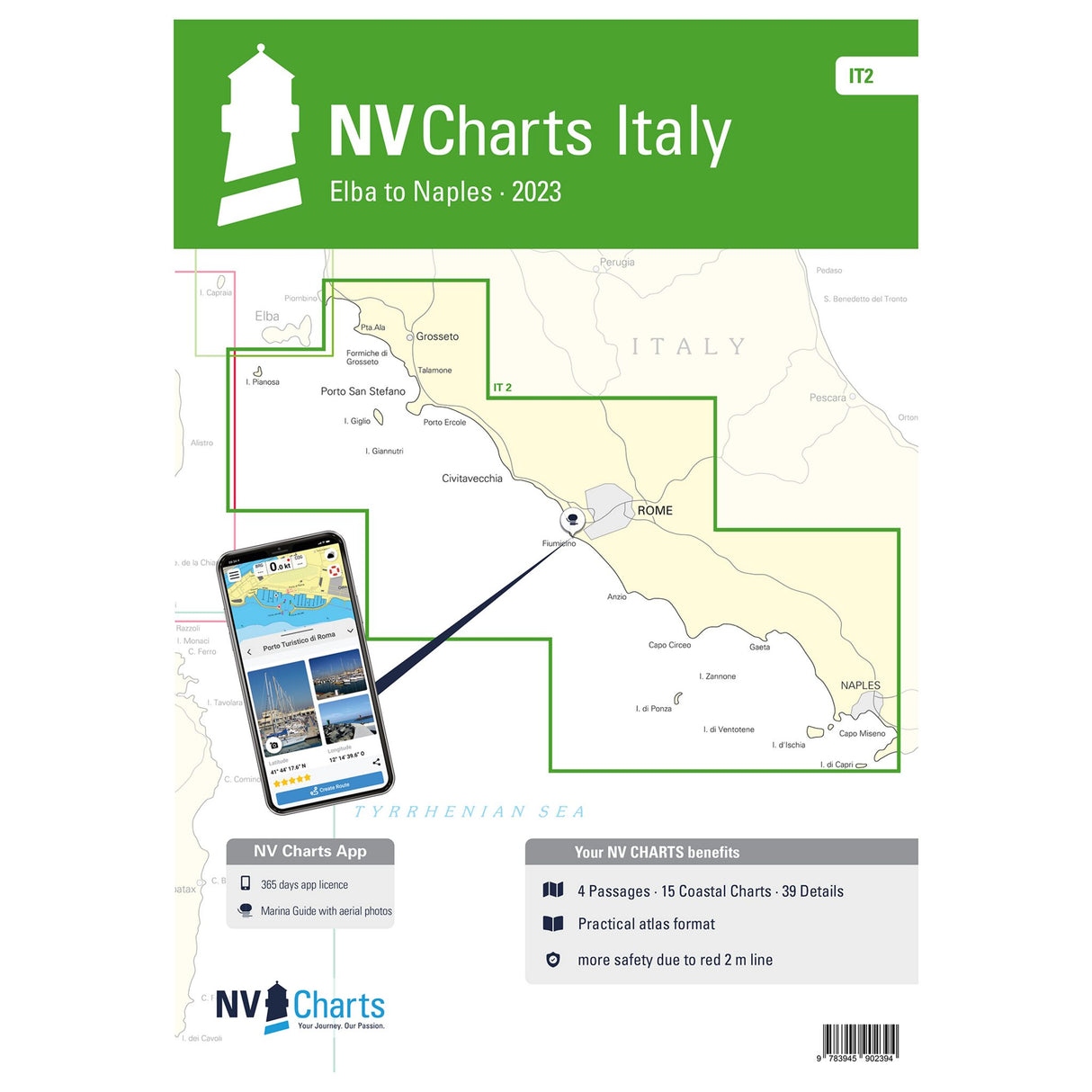 NV Atlas Seekarten Kartenmaterial Italien Elba Neapel, detaillierte Navigation, inklusive Hafenpläne und Ankerplätze
