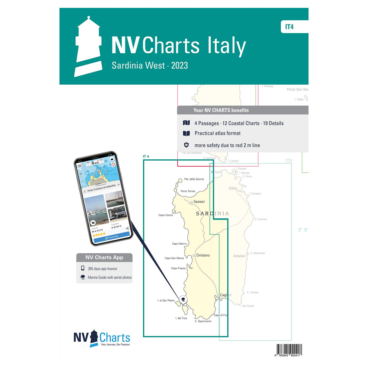 NV Kombipack-Atlas Seekarten Sardinien Westküste, Navigationshilfen, umfassendes Seekartenmaterial