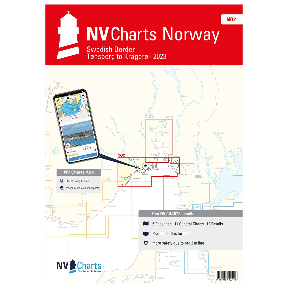 NV Atlas Seekarten Norwegen Oslofjord South, nautische Karten für Navigation, enthält digitales Kartenmaterial und Hafenpläne