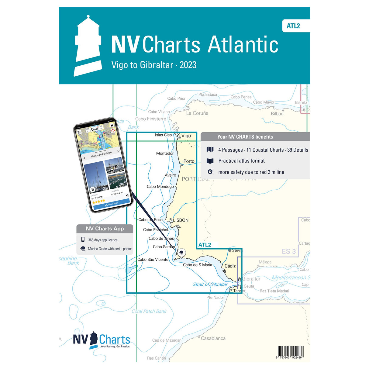 NV Seekarten Set Atlantik Vigo bis Gibraltar, Seekarten, Digital verfügbar