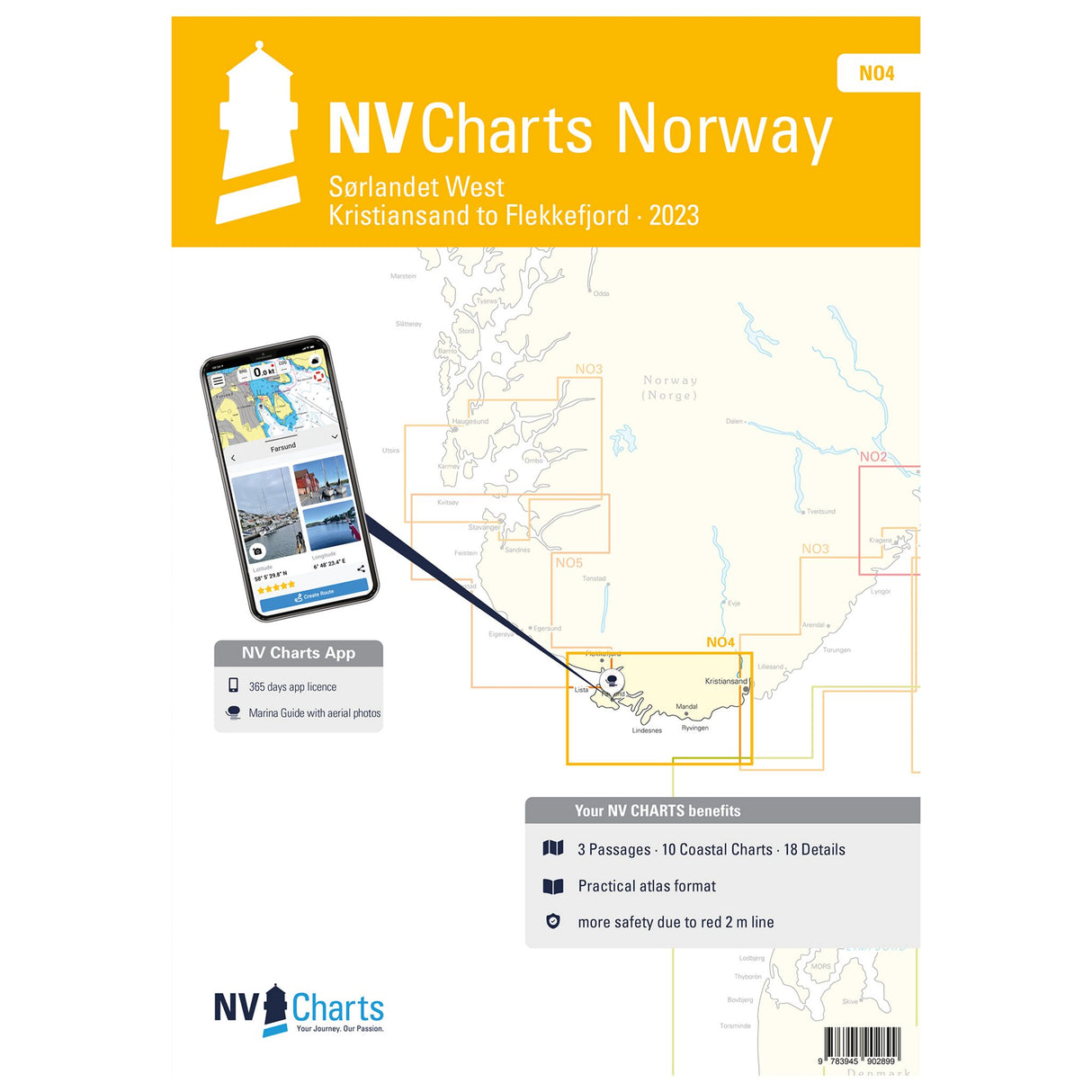 NV Atlas Norwegen Sørlandet West Seekarten, Navigationskarten Kristiansand bis Flekkefjord, detaillierte Gezeiten- und Hafeninformationen
