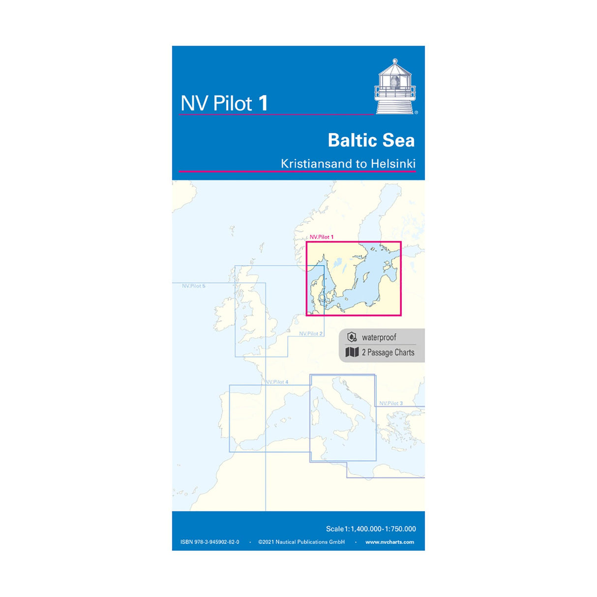Pilot 1 Lotsenkarte Seekarte Kristiansand Helsinki Skagerak-Maßstab 1:1,4 Mio USP