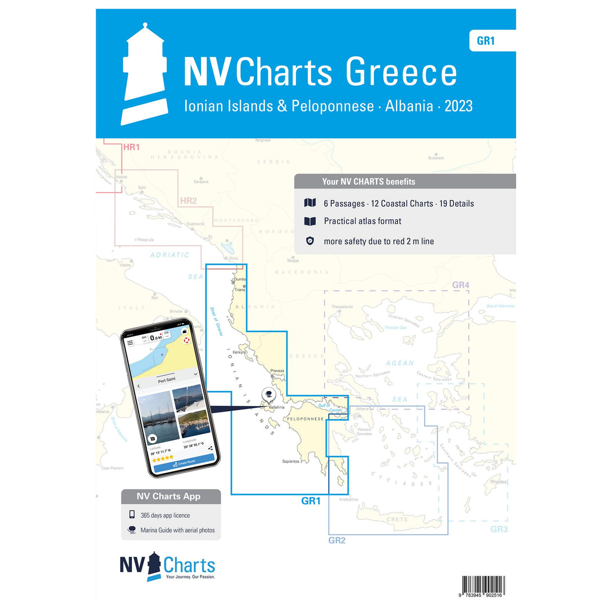 NV Atlas Seekarten Griechenland Ionian Islands Peleponnese, Kartenmaterial für Navigation, inklusive Hafen- und Ankerplätze