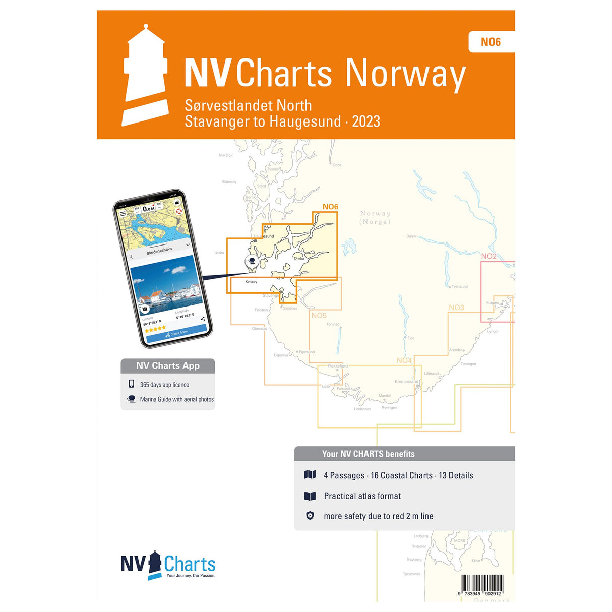 NV Atlas Seekarten Norwegen Sørvestlandet North Stavanger Haugesund, Navigationskarten, Inklusive digitale Nutzung per App