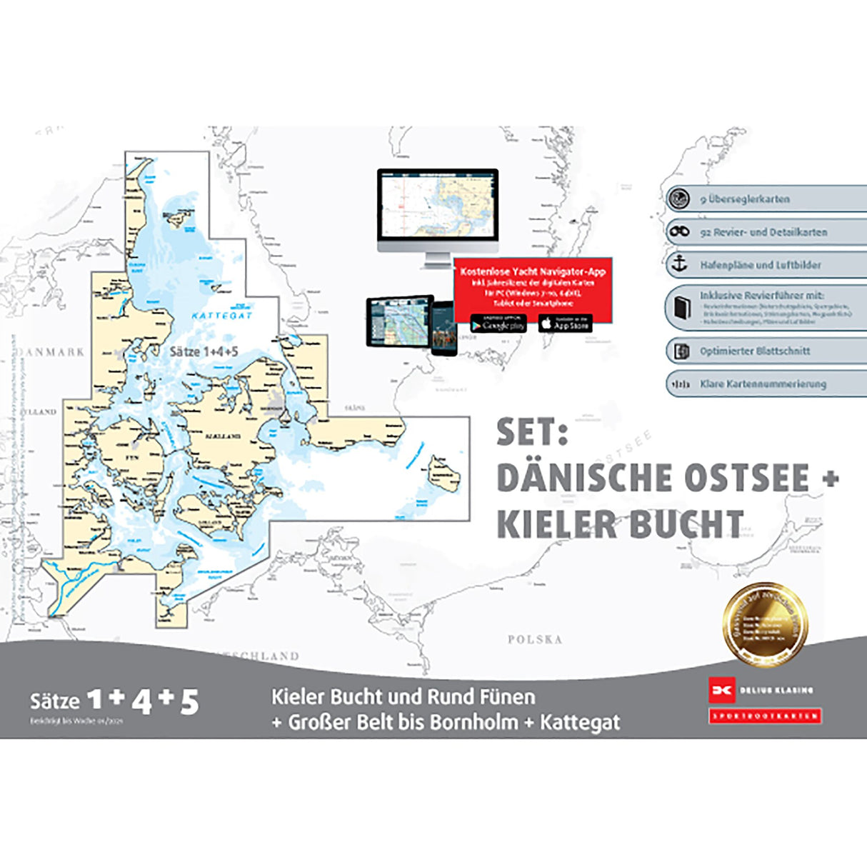 Delius Klasing Chart Set Danish Baltic Sea & Kiel Bay, Sea Charts, Available from March/April