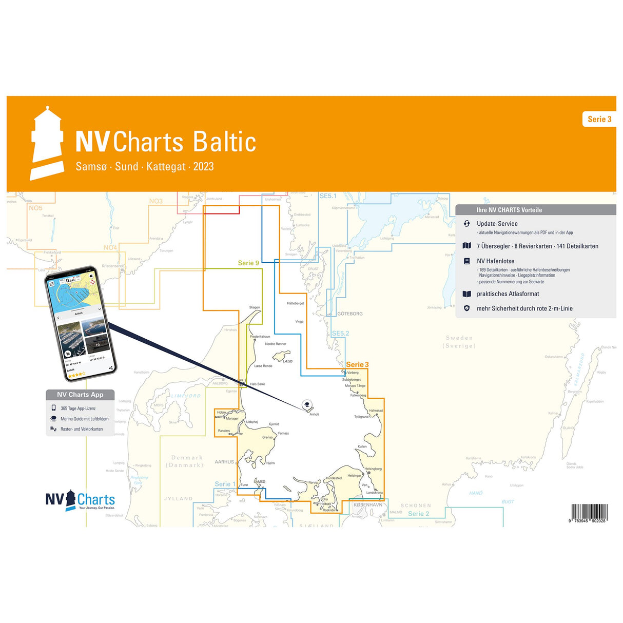 NV Atlas Seekarten dänische Ostsee, Navigationskarten, detaillierte Hafenpläne & digitale App-Integration