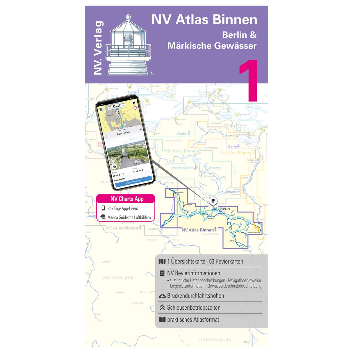 NV Verlag Atlas Binnen Berlin & Märkische Gewässer Sportboot & Segelkarten, Kartenmaterial für Törnplanung, inkl. digitaler Navigation mit NV Charts App