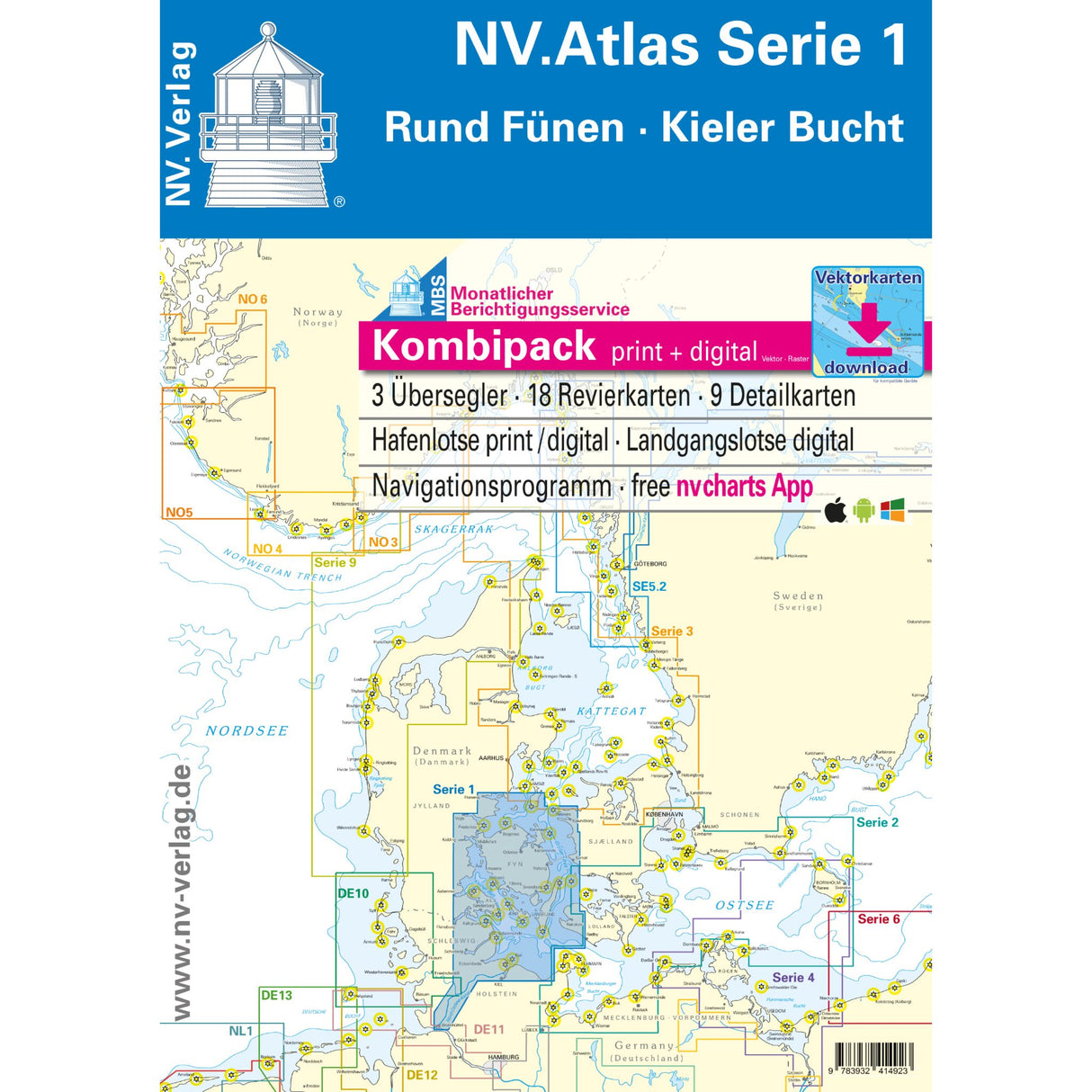 NV Tauschkartensatz Aktualisierung Seekarten Serie 1, Rund Fünen Kieler Bucht, NV Plano USP