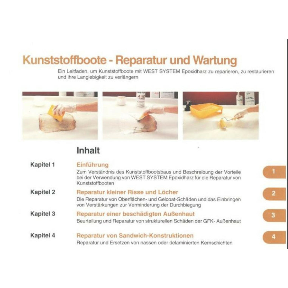 West System Manual: Repair and restoration guide for plastic boats, epoxy resin application, practical tips and color illustrations