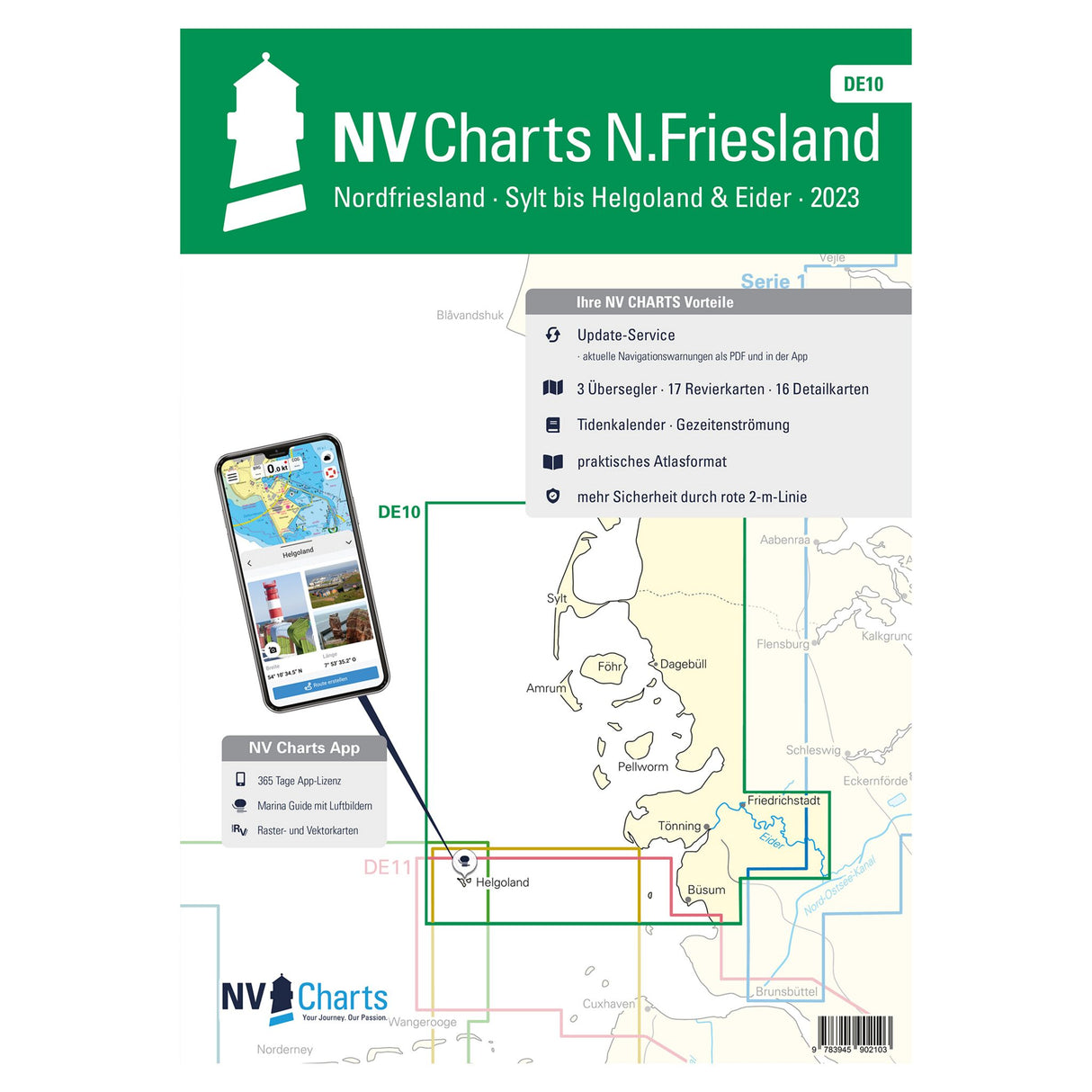 NV Atlas Serie Nordfriesland nautische Seekarten, Kartenmaterial digital, Sylt bis Helgoland & Eider