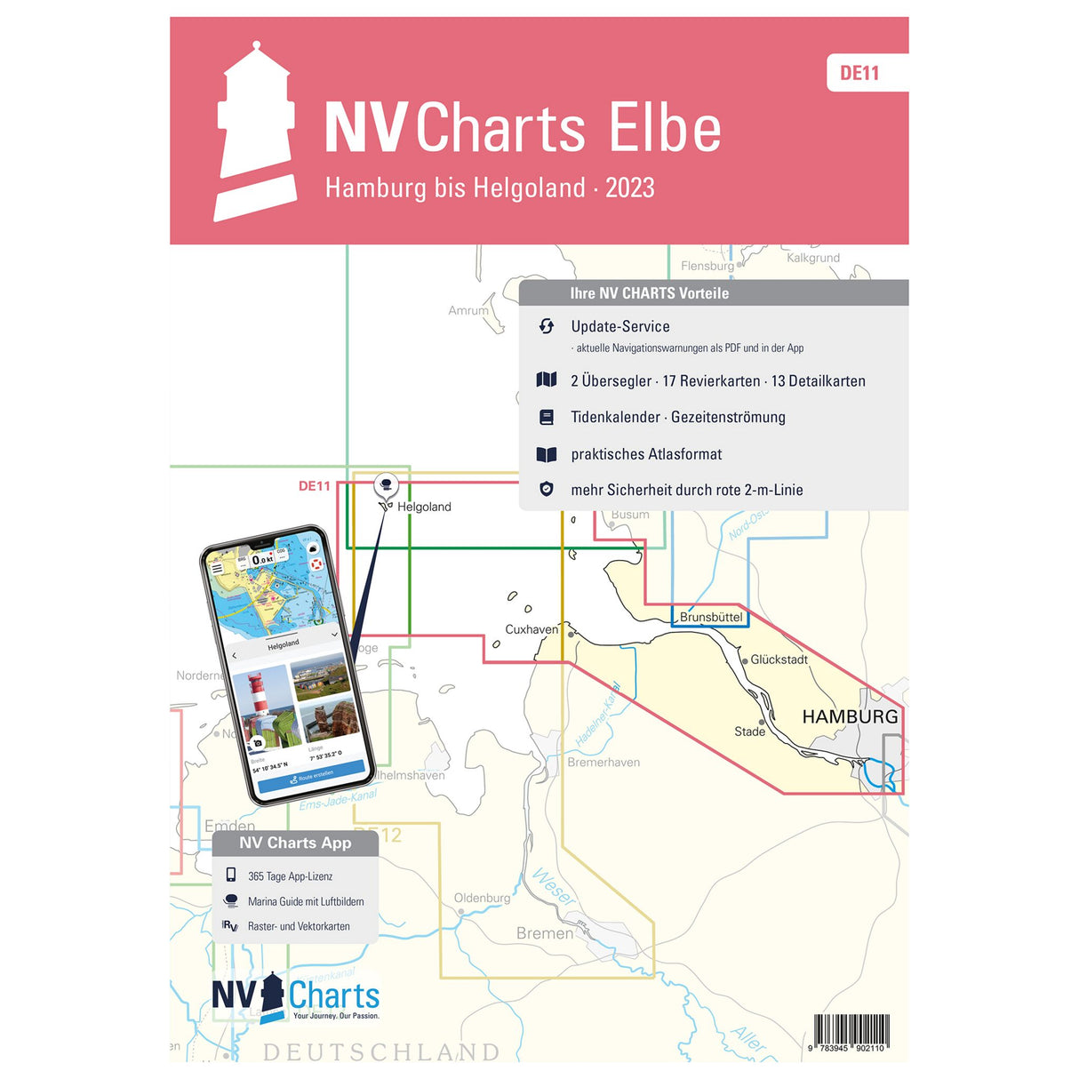 NV Verlag Sea Chart Atlas Elbe North Sea Hamburg-Helgoland, NV Atlas, digital use possible
