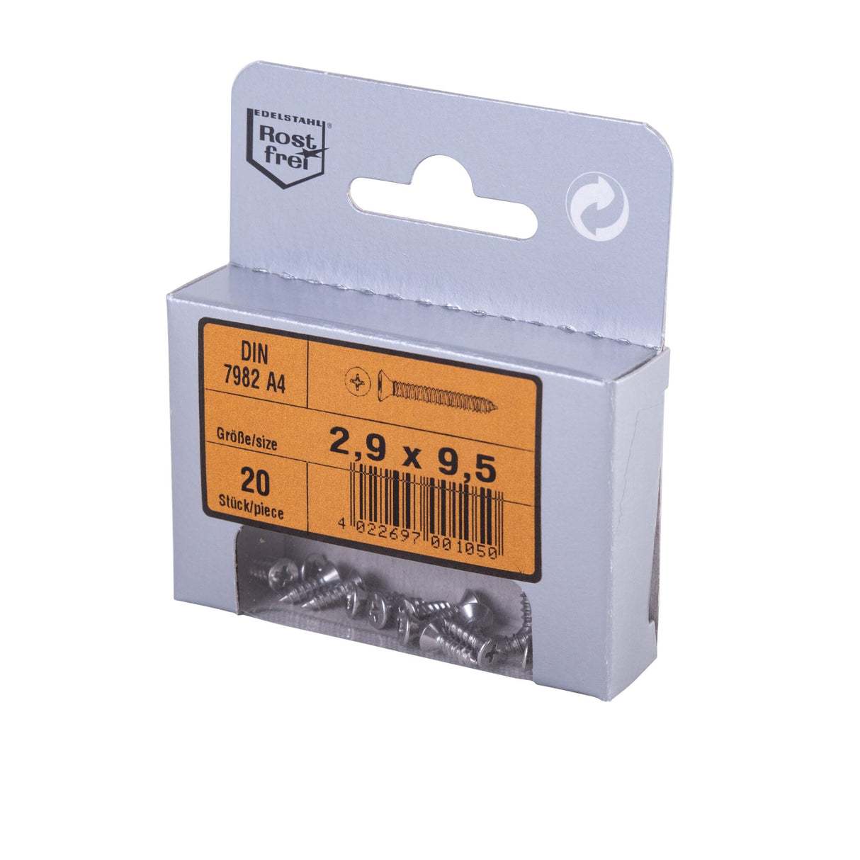 Blechschraube DIN 7982-A4 Senkkopf, rostfrei, hohe Korrosionsbeständigkeit - 2.9x9.5 - 5.5x38 mm