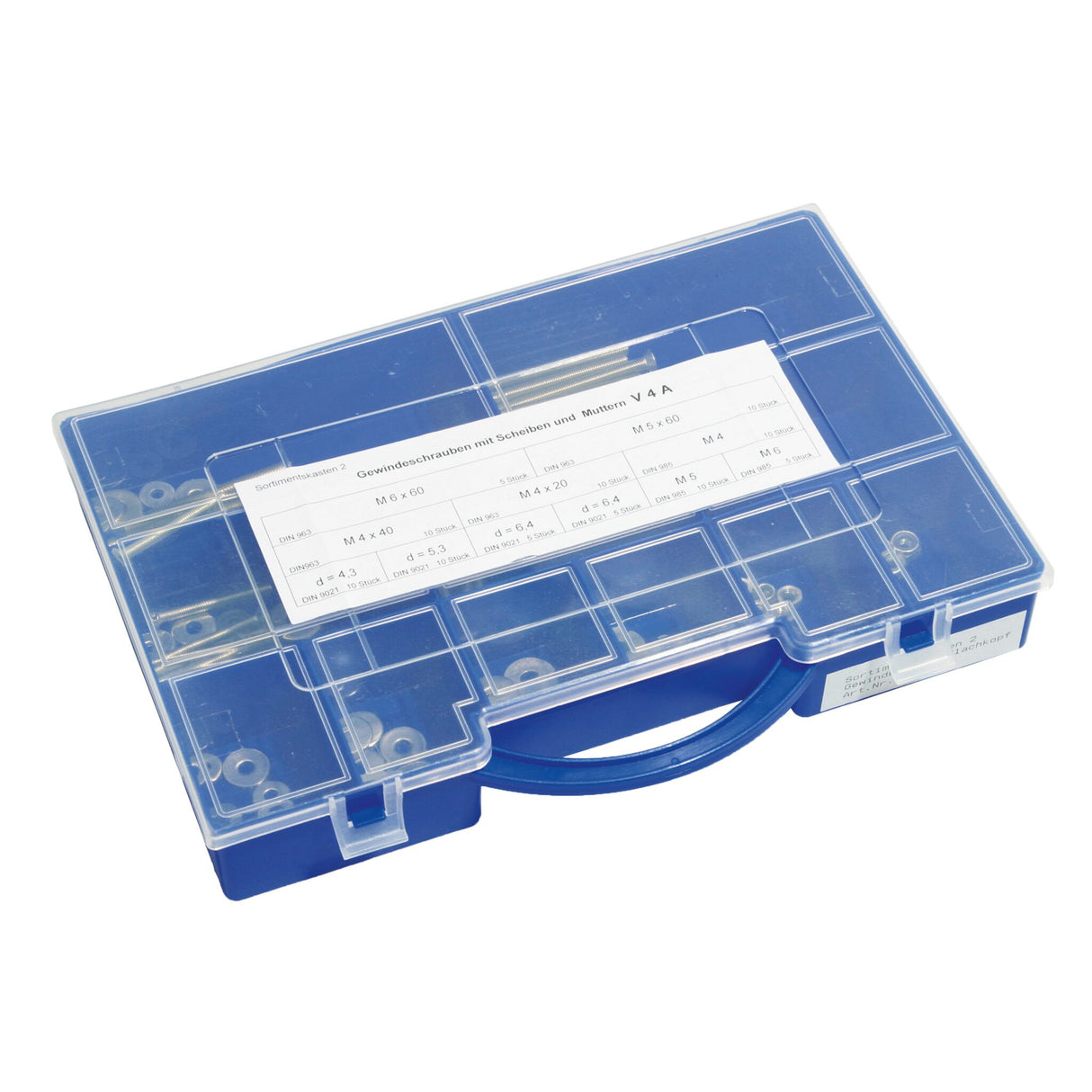 Sortimentskasten Senkkopf-Gewindeschrauben Set V4A Edelstahl, Schrauben Box, praktisches Kunststoffgehäuse mit Deckel