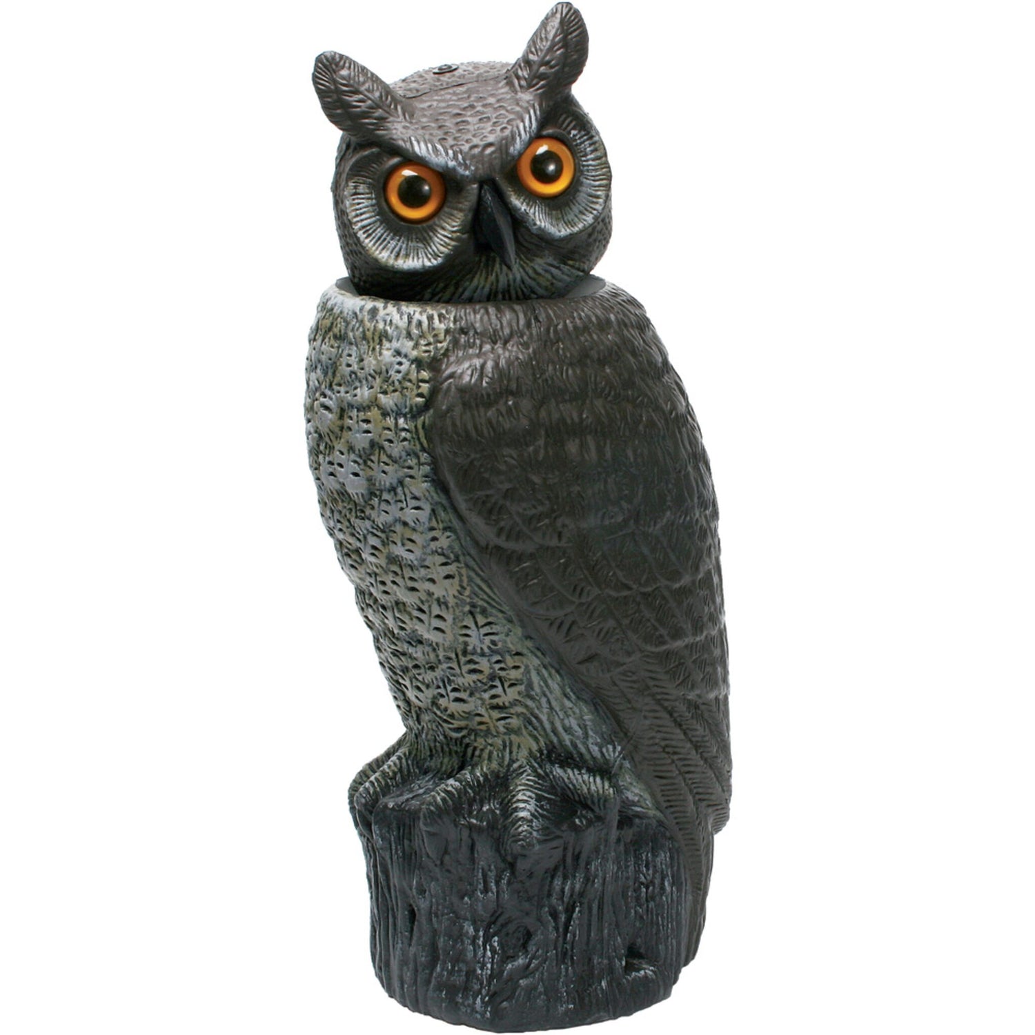 Vogelschreck Eule mit beweglichem Kopf, Vogelabwehr, lebensgroß mit reflektierenden Augen