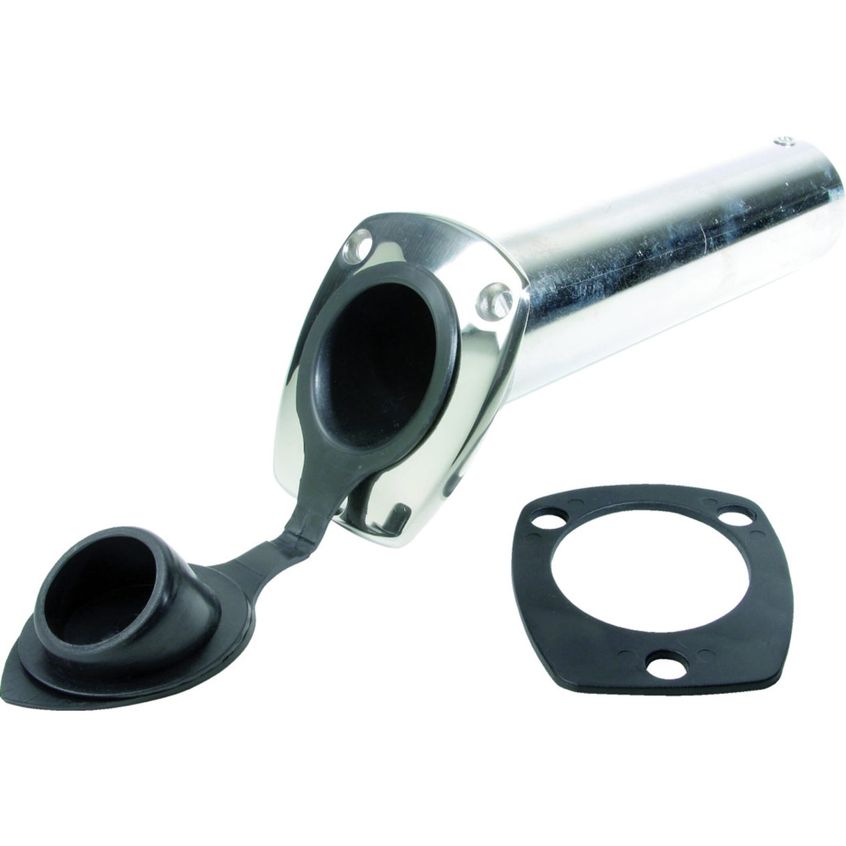 Angelrutenhalter Edelstahl Deckseinbau Gummi-Abdeckkappe, Rutenhalter, formschön und robust