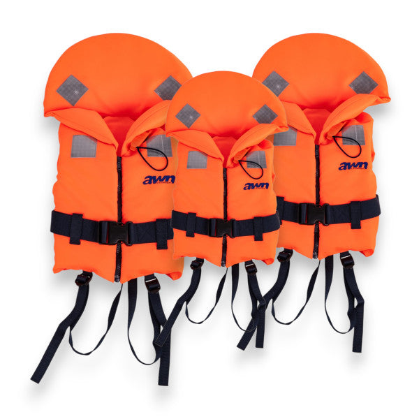 awn Feststoff-Rettungsweste Bravissimo mit Signalpfeife, klassische Schwimmweste für höchste Sichtbarkeit und zertifizierte Sicherheit -